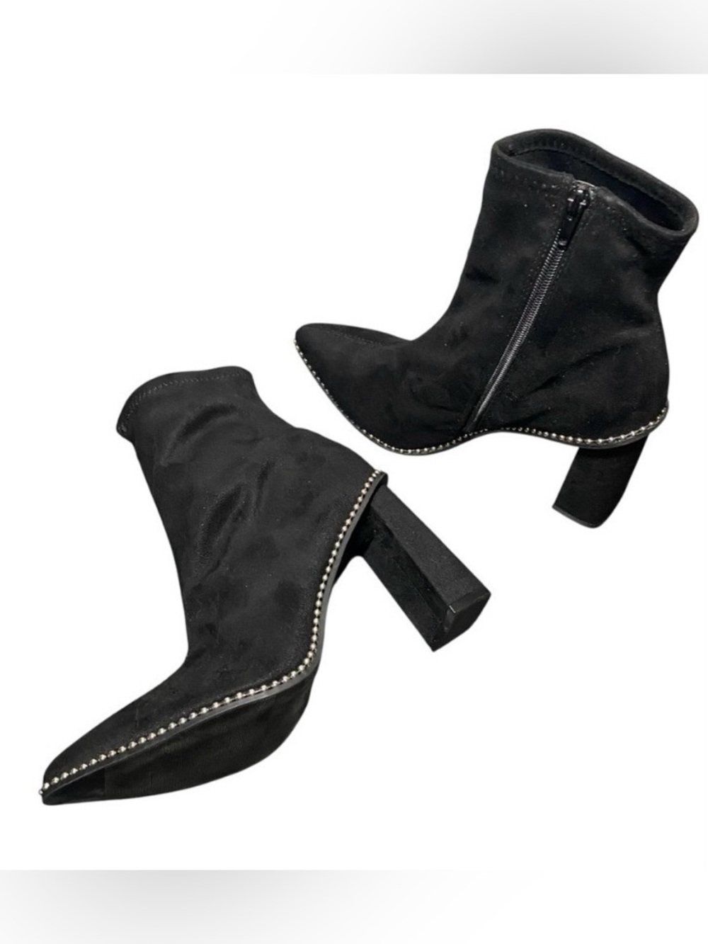 Bar III Black Heeled Boots with Studded Trim Sz-8.5
